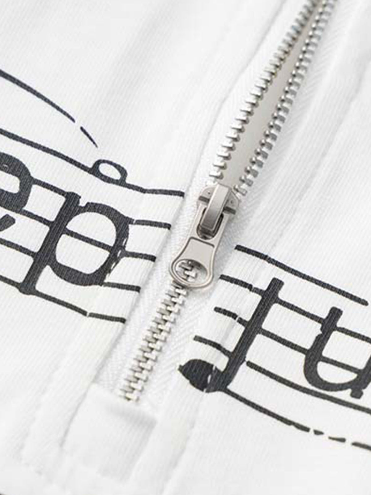 Music Staff Graphic Stand-Collar Half-Zip Long Sleeve Tee