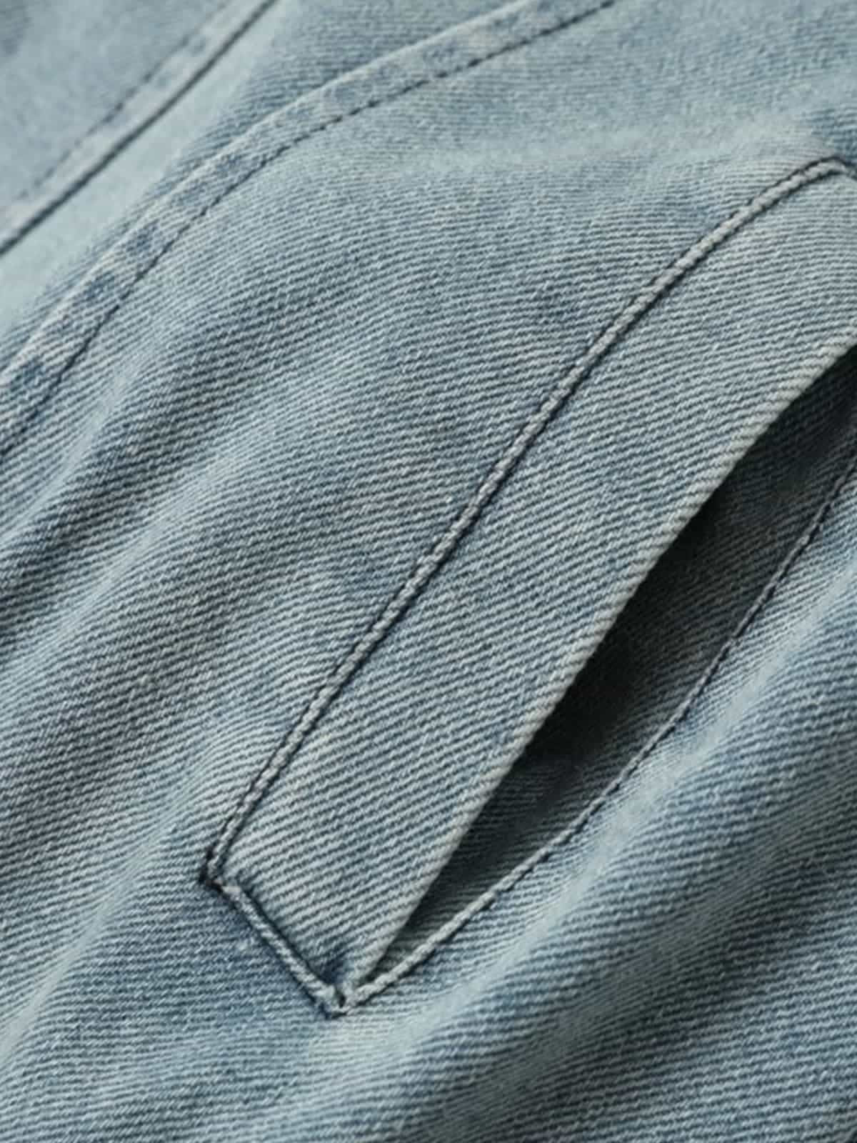 Vintage Detachable Sherpa Collar Aviator Denim Jacket 