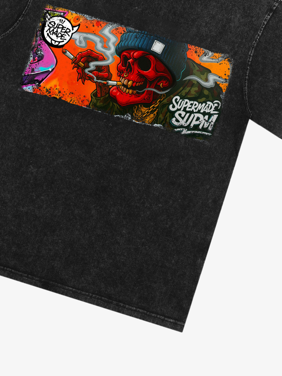Thesupermade Distressed Blood Red Skull Graffiti T-shirt 