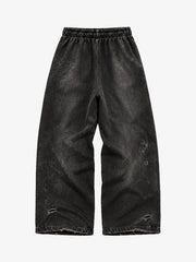 Washed Graphic Distressed Pullover Hoodie & Wide-Leg Sweatpants Set