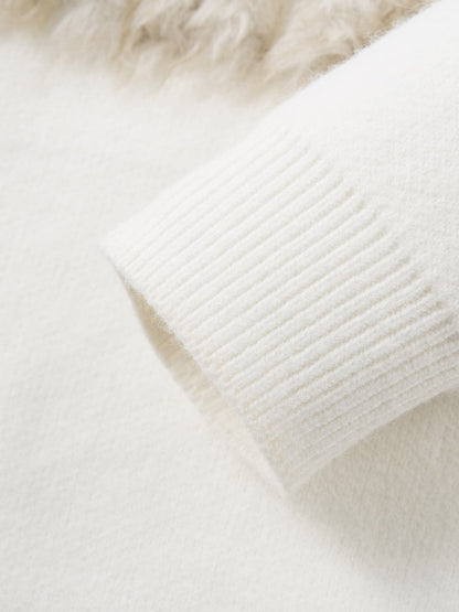 Fuzzy Letter Detail Sweater for Cozy Elegance 