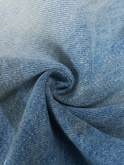 Embellished Wide-Leg Jeans with Unique Decorative Accents 