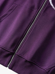 High Street Script Letter Print Zip-up Hoodie Jacket 