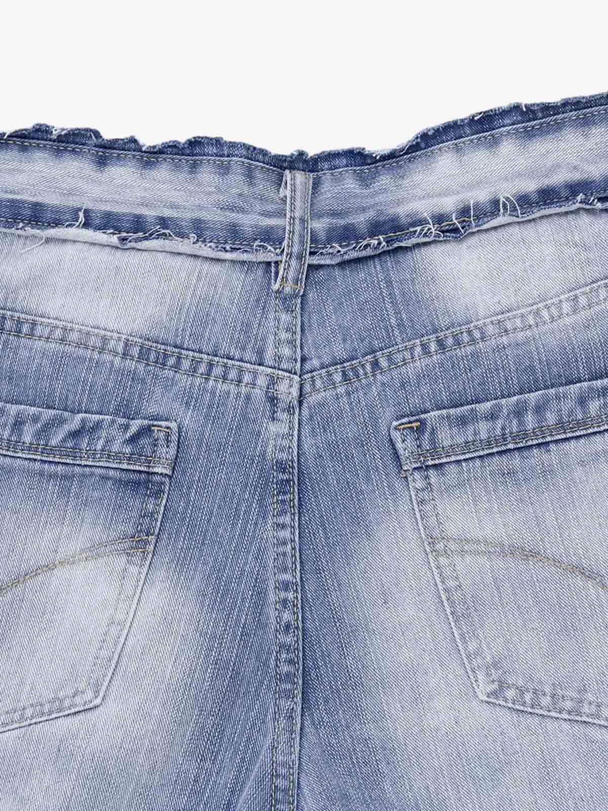 Vintage Washed Patchwork Distressed Scimitar Jeans 