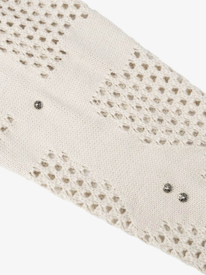 Knit Mesh Studded Boxy Zip-Up Hoodie