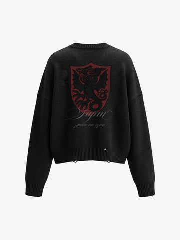 Evil Dragon Print Knit Cardigan