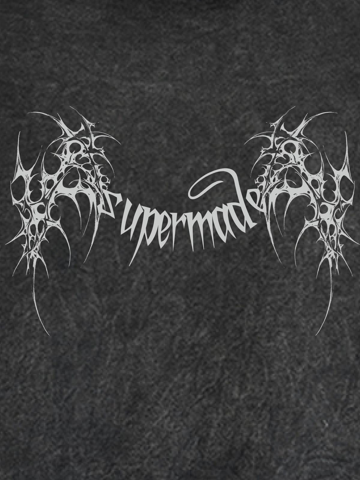 THE SUPERMADE Futuristic spiked pattern gothic style logo font design  Graphic Print Hoodie with Front Pocket 