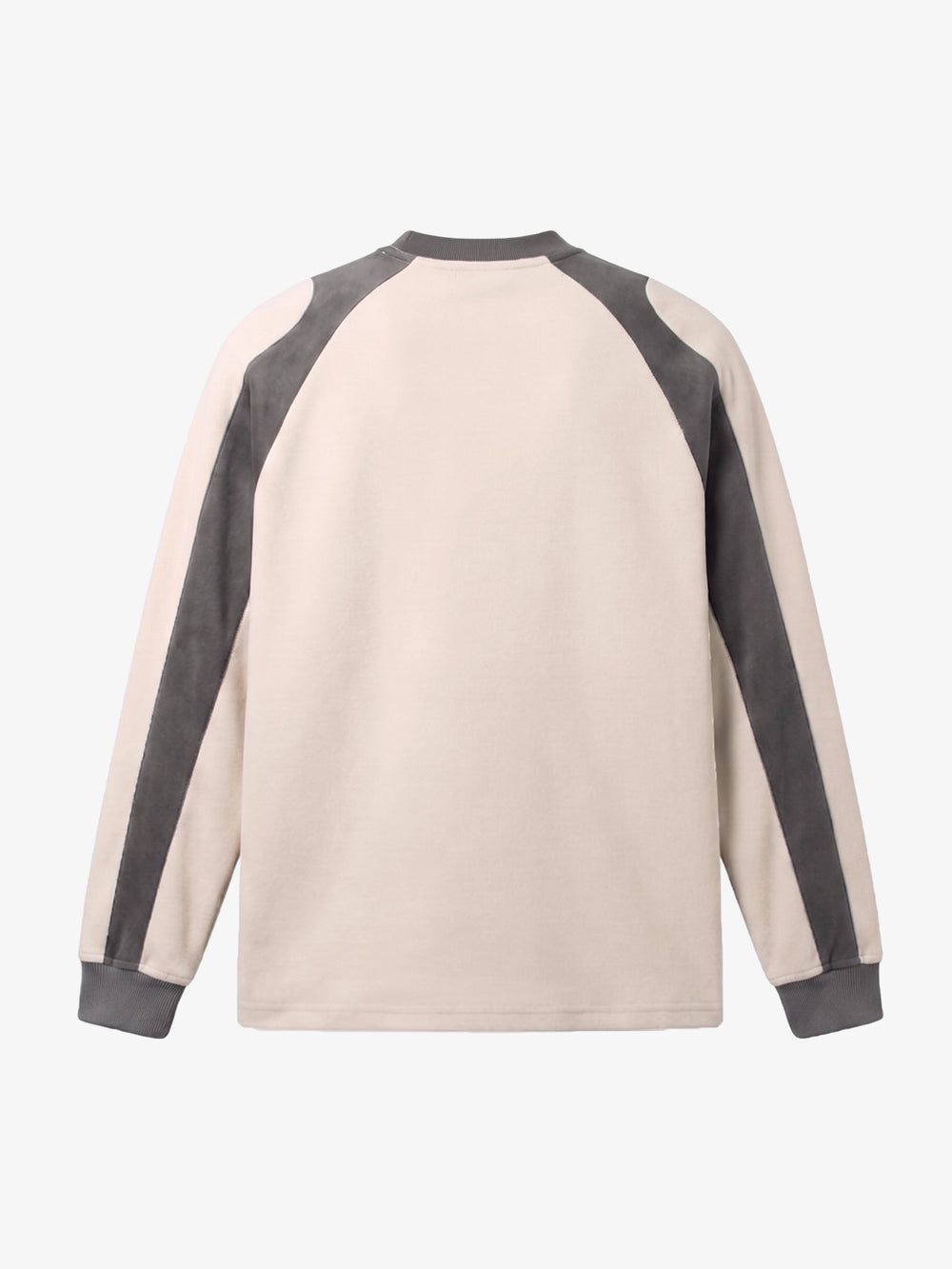 Color Block Embroidered Suede Long Sleeve Tee