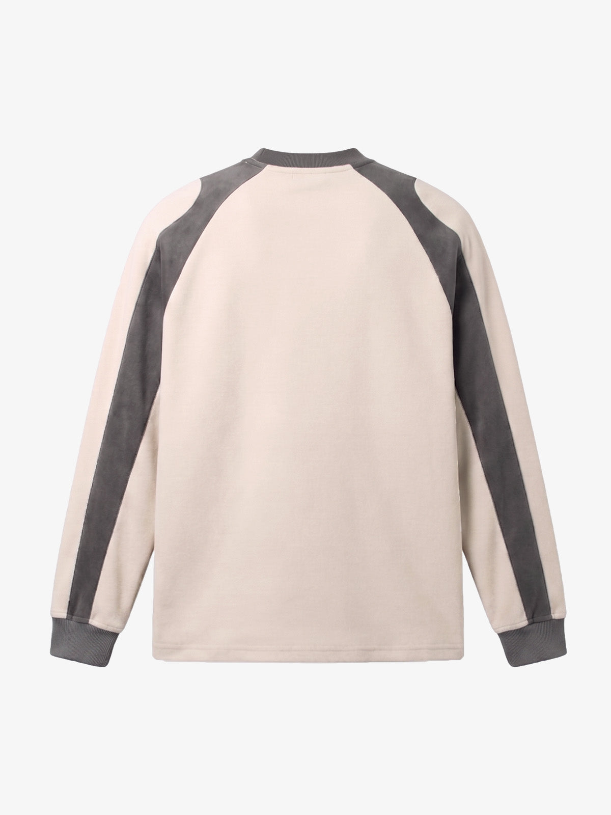 Color Block Embroidered Suede Long Sleeve Tee