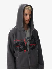Rivet Character Graphic Zip Hoodie