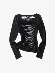Cut-Out Slim Long Sleeve Tee