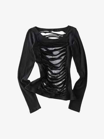 Cut-Out Slim Long Sleeve Tee