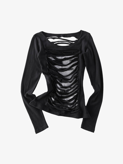 Cut-Out Slim Long Sleeve Tee