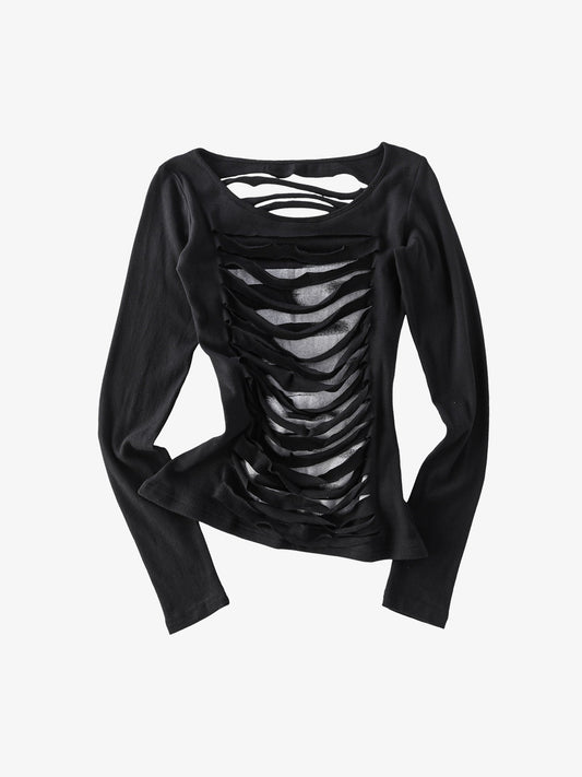 Slim-Fit-Langarmshirt mit Cut-Outs