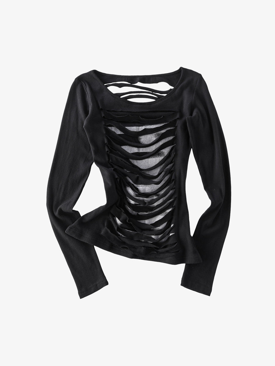 Cut-Out Slim Long Sleeve Tee