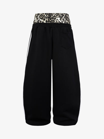 Leopard Double Waist Baggy Sweatpants