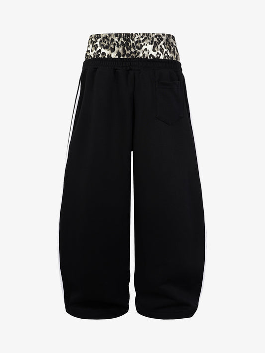 Leopard Double Waist Baggy Sweatpants