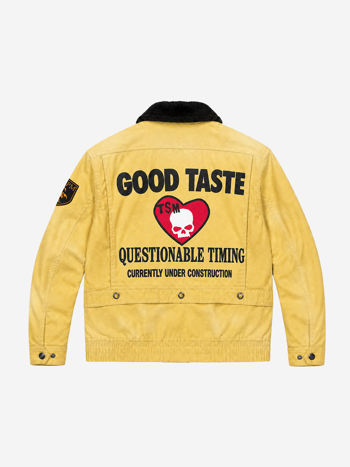 Graphic Patch Contrast-Collar Jacket