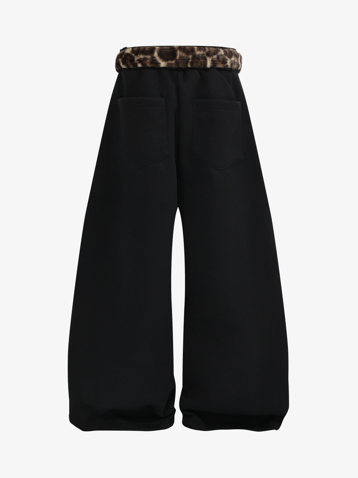 Leopard Plush Patchwork Hoodie & Wide-Leg Sweatpants Set