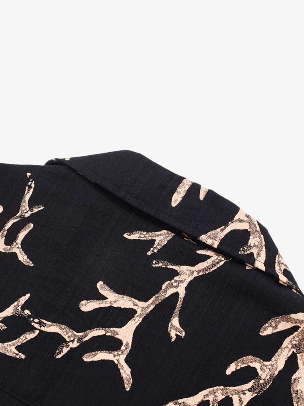 3D Textured Embossed Camp Collar Boxy Shirt 