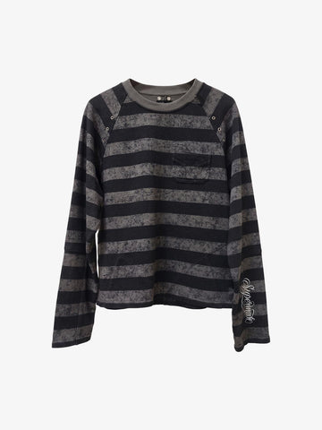 Striped Embroidered Oversized Long Sleeve Tee