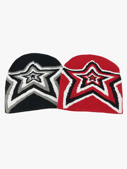 Multiclolor Star Pattern Knit Beanie Hat 