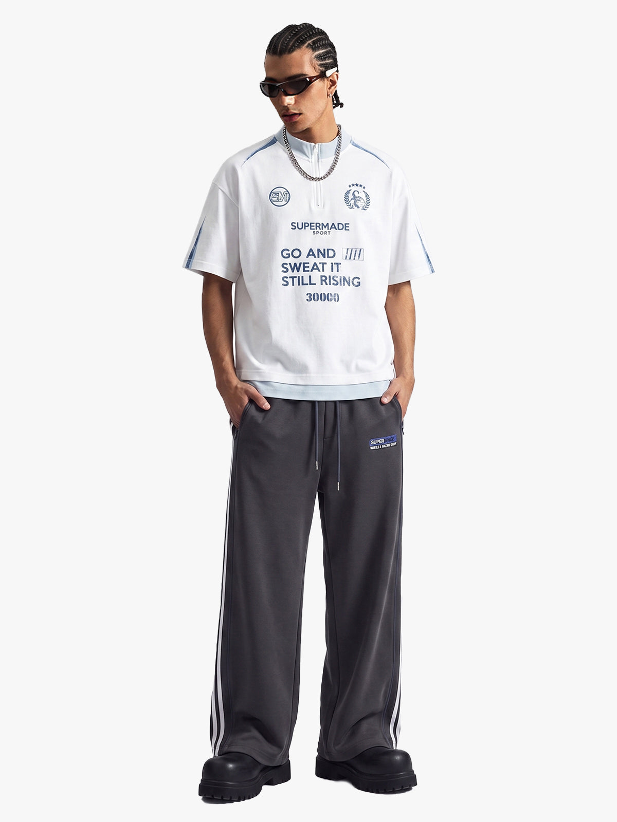Side Stripe Track Aesthetic Wide Leg Sweatpants