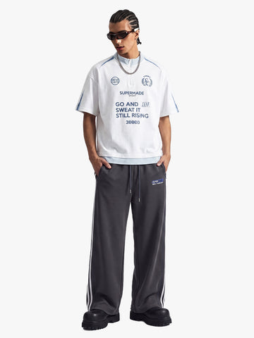 Side Stripe Track Aesthetic Wide Leg Sweatpants