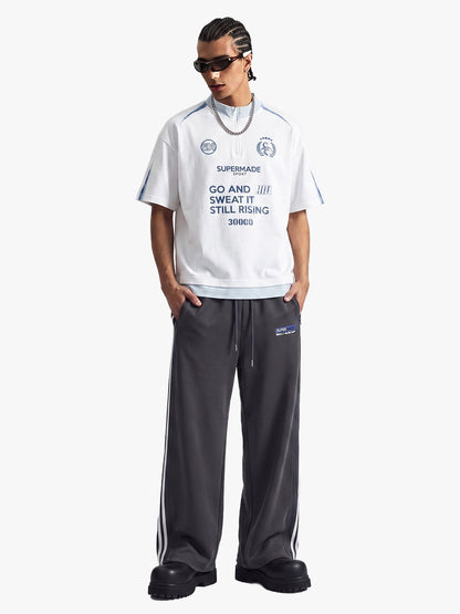 Side Stripe Track Aesthetic Wide Leg Sweatpants
