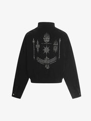 Vintage Suede Embroidered Metal Clip Down Jacket - 2626 