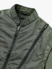Playful Graphic Multi-Zip Cropped Bomber Jacket