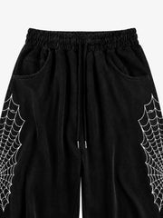 Weite, knöchellange Jogginghose mit Spinnennetzmuster
