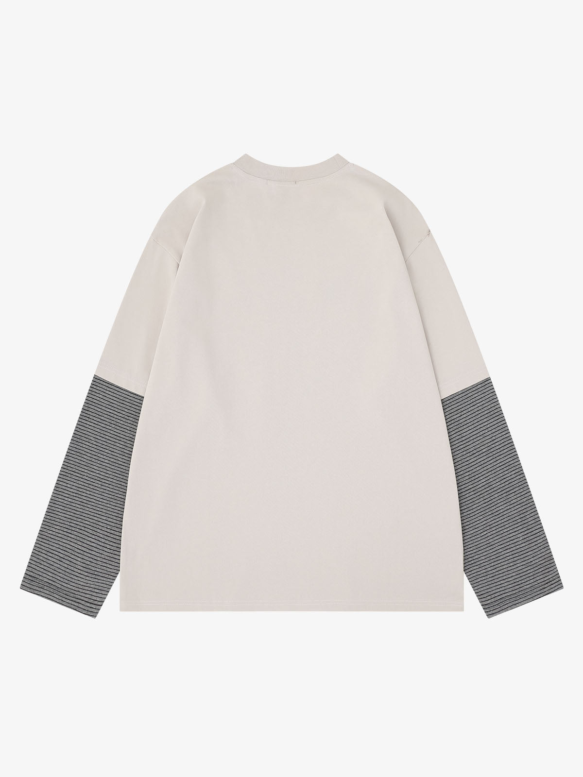 ストライプ文字グラフィック長袖Tシャツ