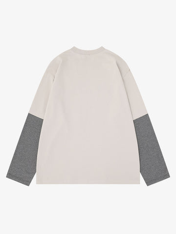 Striped Letter Graphic Long Sleeve Tee