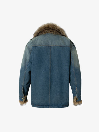 Winter-Ready Corduroy Jacket with Faux Fur Trim for Men 