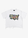 T-shirt à ourlet déchiré avec carte des États-Unis