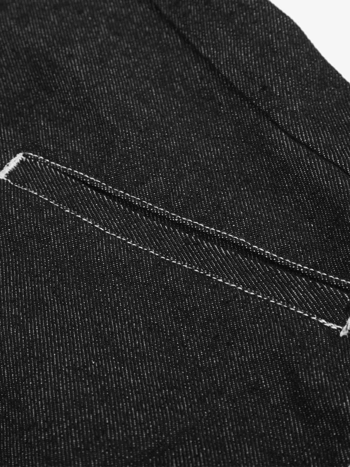 Asymmetric Button Washed Cropped Denim Jacket