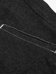 Asymmetric Button Washed Cropped Denim Jacket
