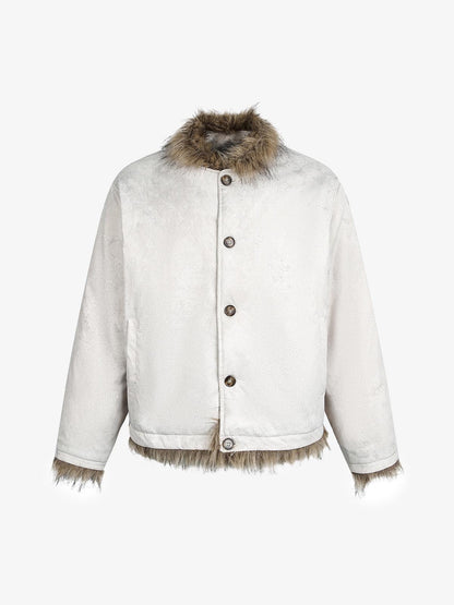Winter Essential Faux Fur Trimmed Puffer Jacket with Arrow Buckle Design 