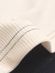 Motorcycle Graphic Color Block Waffle Long Sleeve Tee