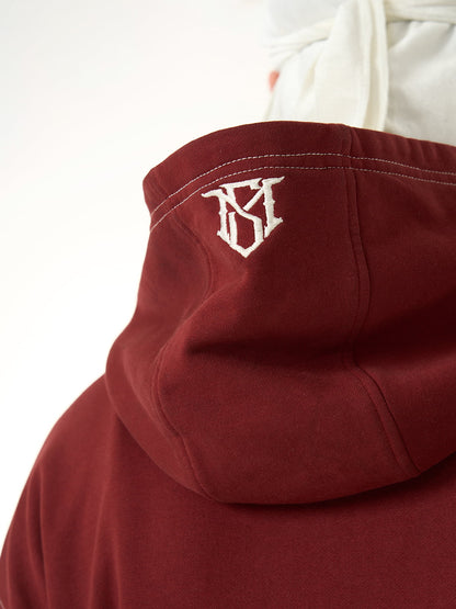 SUPERMADE Embroidered Distressed Spray-Painted Hooded Sweatshirt 