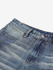 Panel Stitch Wide Leg Denim Jorts 