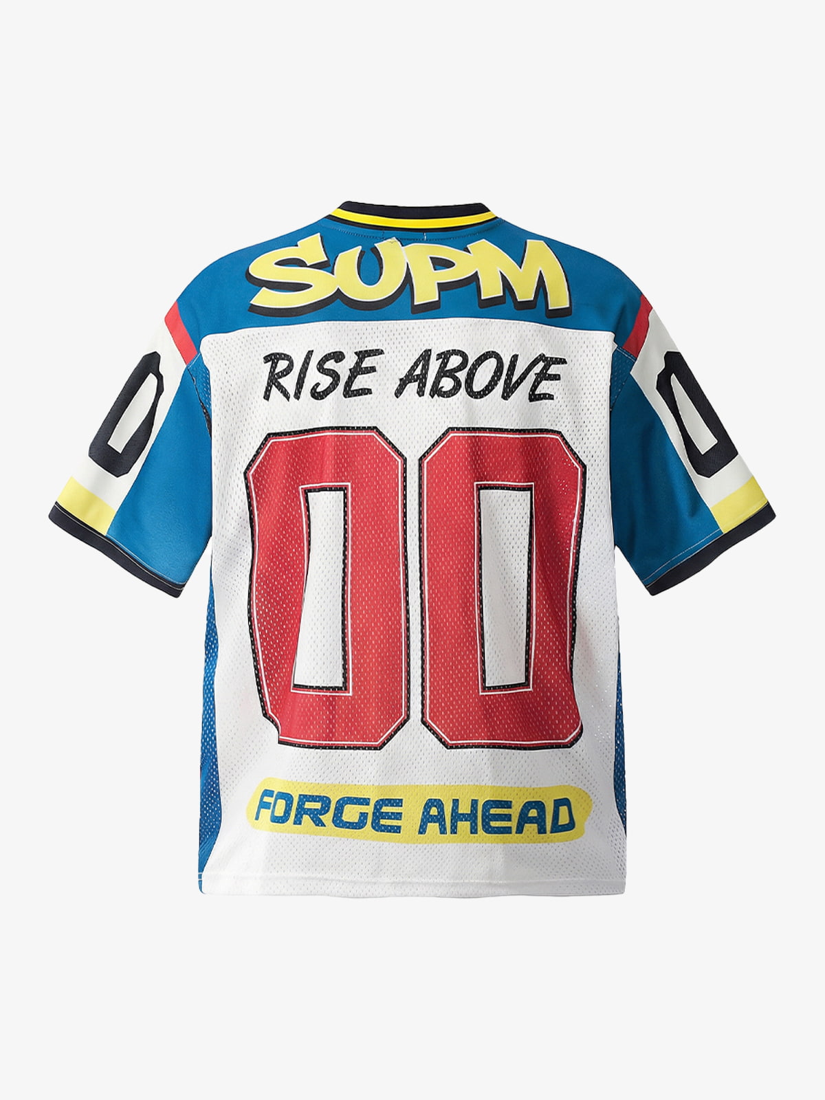 Polyester Mesh Sports Jersey with Bold Graphic Print and V-Neck Design 