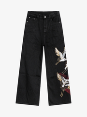 Oriental Landscape Embroidered Jeans