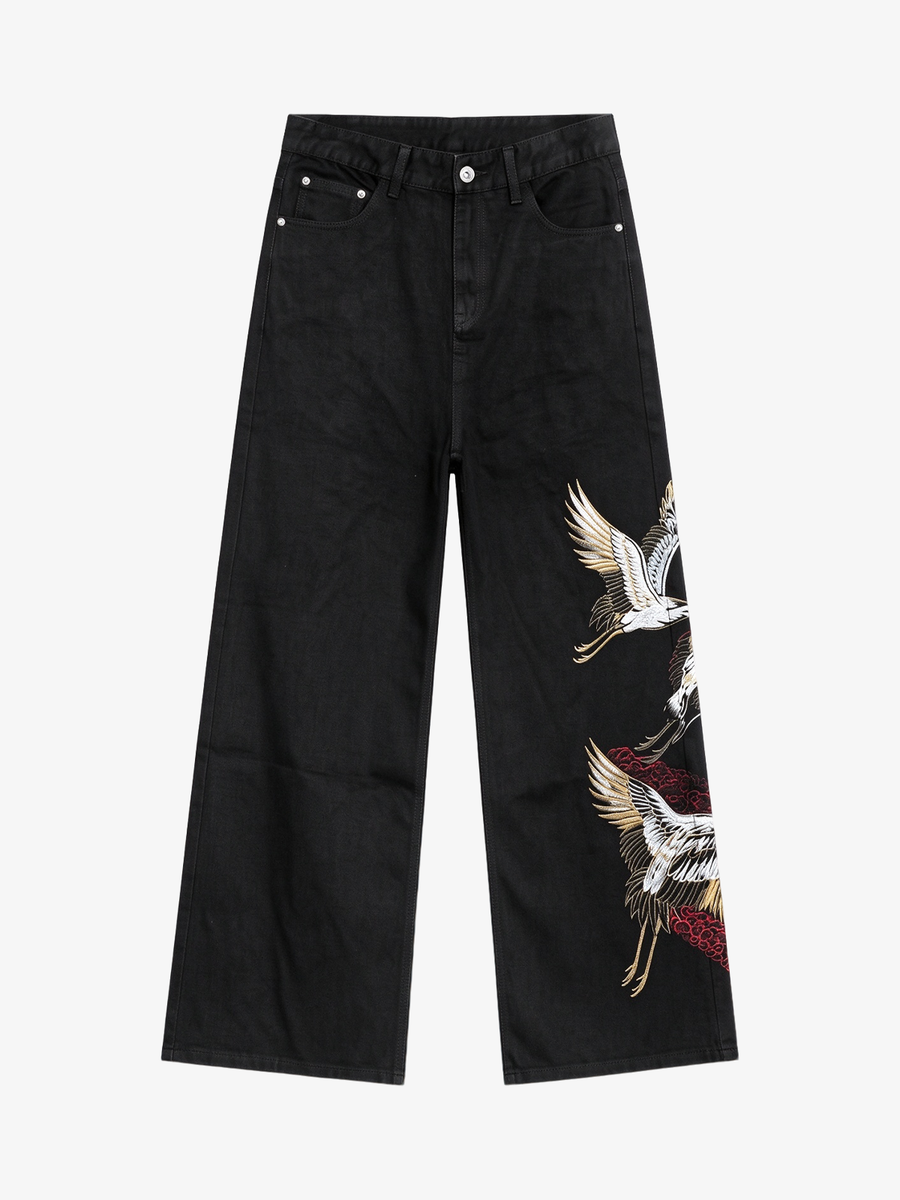 Oriental Landscape Embroidered Jeans