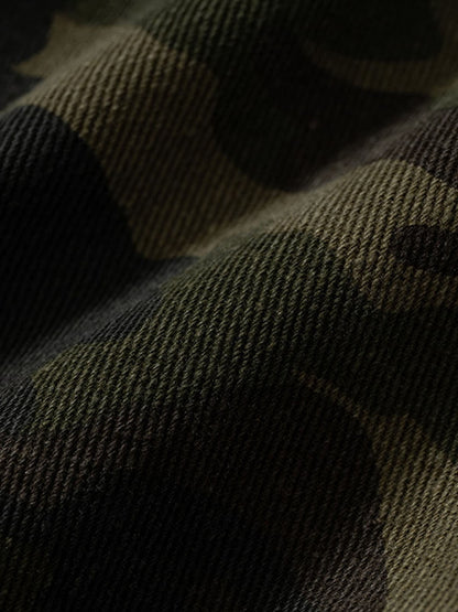 Camouflage Hooded Jacket with Distressed Details and Toggle Closure 