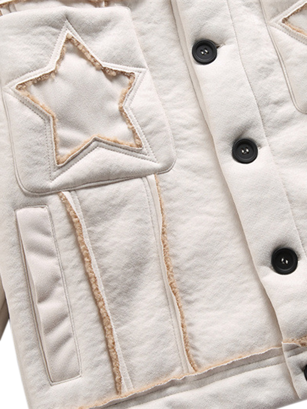 Raw Edge Star Embroidered Fleece Jacket 
