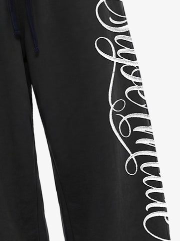 Fleece Jogger Pants with Embroidered Script Detail