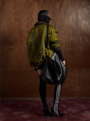 Street Graffiti Lamb Collar Flight Cotton Jacket 