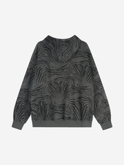Zebra Graphic Embroidered Oversized Zip Hoodie
